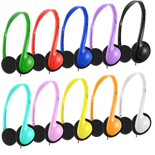 CN-Outlet 25 Pack Classroom Headphones Bulk for Kids School Class Set Headphones for Students Teens Toddler Children and Adults, Wholesale 3.5mm Plug Wired Earphones-Upgrade (10 Mixed Colors, 25 PACK) - color: Mixed Colors, size: 25 PACK