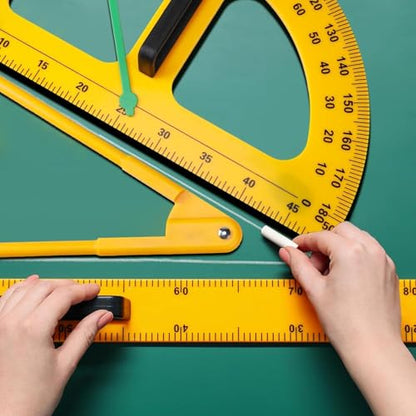 Magnetic Geometry Tool, Protractor, Triangle Rulers Easy Attachment Blackboard Measurement Kit, Teacher Board Protractor Multi-Purpose Kit Large Teaching Aids (Three-Piece Set) - style: Three-piece set