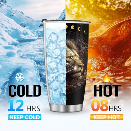 Horoscope insulated Travel Coffee Tumblers Mug Cup Water Bottle Gifts for Men Women Christmas Birthday Children Day Anniversary 20oz Stainless Steel Iced Hot and Cold - color: Leo-656