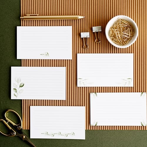Green Leaf Index Cards by Pure Print and Design | Floral Flash Cards Perfect For Study Sessions & Learning | 100 Cards of Premium Quality with 5 Different Designs | Green Leaf | 3x5 inches - color: Green Leaf