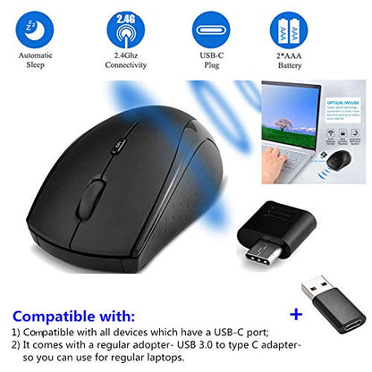 Type-C ＆ USB-A Wireless Mouse Gaming 2.4G Silent Ergonomic 3 DPI