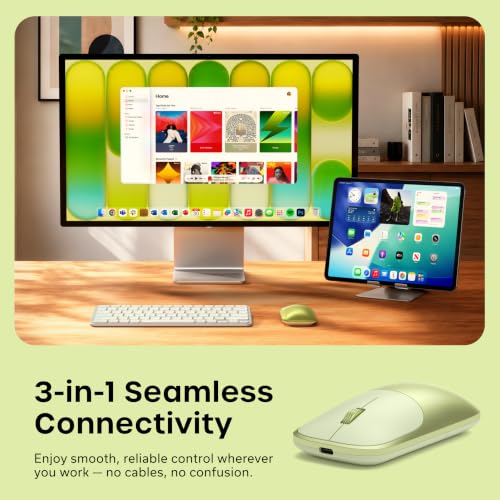 Satechi Slim EX Wireless Mouse, Multi-Device Bluetooth & 2.4GHz Connection for macOS, Windows, iPadOS, and Android, Quiet Clicks, Anodized Aluminum Shell, USB-C Rechargeable Battery, Citrus - color: Citrus