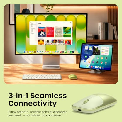 Satechi Slim EX Wireless Mouse, Multi-Device Bluetooth & 2.4GHz Connection for macOS, Windows, iPadOS, and Android, Quiet Clicks, Anodized Aluminum Shell, USB-C Rechargeable Battery, Citrus - color: Citrus