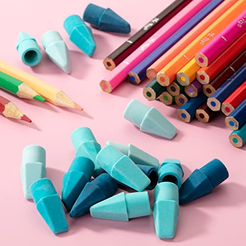 Mr. Pen- Pencil Top Erasers, 120 Pack, Blue Shades, Latex-Free | No-Smudge Cap Pencil Erasers for Precise Erasing, Kids, Teachers, Studying Supplies - color: Blue Shades, size: 120 Pack
