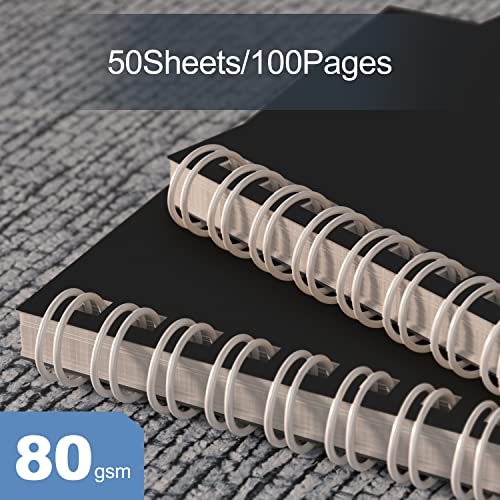 Nichela 4 Pack Spiral Notebook for Work - 4" x 6" Softcover Notebooks College Ruled for Note Taking, School Supplies,200 Sheets 400 Pages Journals Black