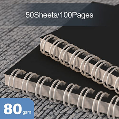 Nichela 4 Pack Spiral Notebook for Work - 4" x 6" Softcover Notebooks College Ruled for Note Taking, School Supplies,200 Sheets 400 Pages Journals Black