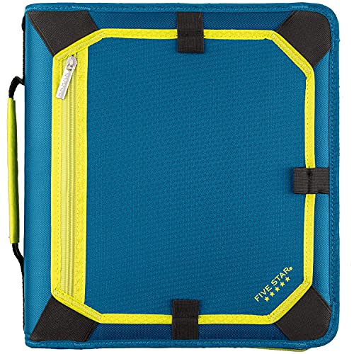 Five Star Zipper Binder, 2 Inch 3-Ring Binder for School, 5-Tab Expanding File, 380 Sheet Capacity, Teal/Chartreuse (29052IH8) - color: Teal/Chartreuse