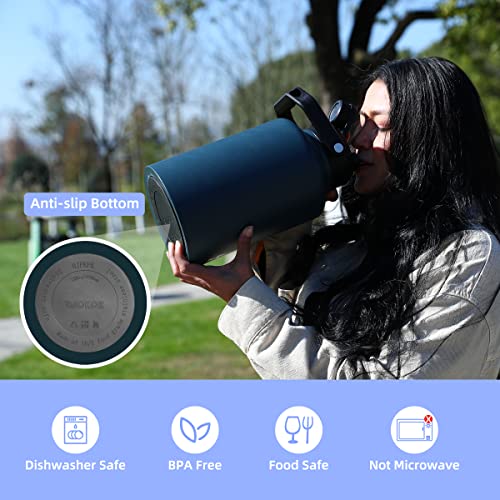 BJPKPK One Gallon(128 oz) Insulated Water Bottle, Dishwasher Safe Stainless Steel Jug, BPA Free Jug with Ergonomic Handle & Anti-slip Bottom, Large Water Bottle,Stainless Steel - color: Stainless Steel, style: 128oz