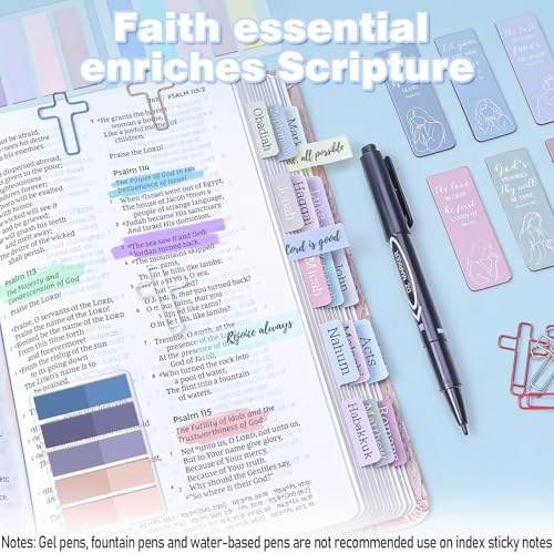 53 Pcs Bible Study Supplies, Bible Study Kit Journaling Supplies with 12 Bible Highlighters No Bleed and Tabs, 6 Pens, 6 Bookmarks, Books of the Bible Sticker and More, Christian Gifts for Women - color: Morandi