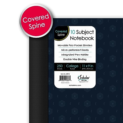 "iScholar iQ Poly Fashion Cover 10 Subject Notebook, College Ruled, 11"" x 8.5"", 250 Sheets, Designs Will Vary (58912)", fashion print dark - color: Fashion Print Dark, size: 10 Subject, style: College Ruled