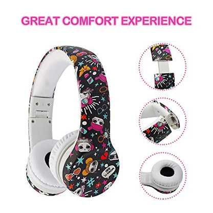 Girls Headphones for Kids,Toddler Kid Headphones with mic & Audio Sharing Port+ Volume Limited,Boys Girls Baby Children Toddlers School use（(Girls Headphones) - color: multi colour