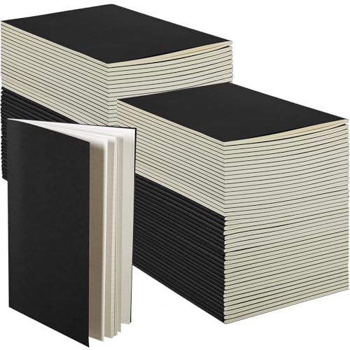 Mimorou 100 Pcs Journals Notebooks Bulk - Kraft Softcover A5 Small Notebooks 5.5 Inch x 8.3 Inch Notepads with 60 Page 30 Sheet for Writing Sketch Travel Office Supplies(Black,Dot) - color: Black, style: Dot