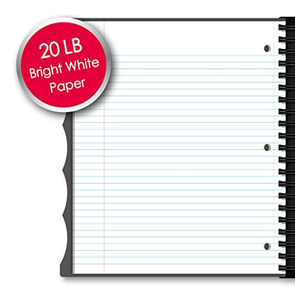 IQ+ iScholar 5-Subject Poly Cover Wirebound Notebook, College Ruled, 11 x 8.5 Inch Sheet Size, 200 Sheets, Black (59906-BK) - color: Black, size: 5 Subject, style: College Ruled