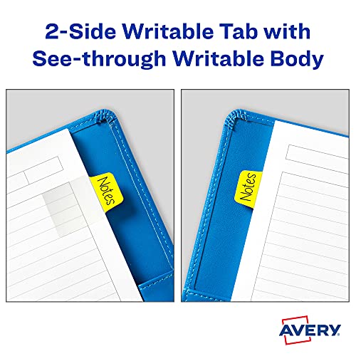 Avery Mini Ultra Tabs, 1" x 1.5", 2-Side Writable, Assorted Neon Colors, 40 Repositionable Tabs (74759)