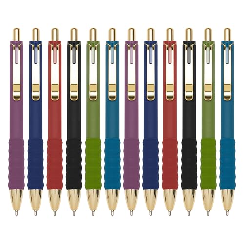 Aisibeiger Ballpoint Pens Black Ink Ball Point Pen with Super Soft Grip Medium Point 1.0mm for Office (Vintage 12-count) - color: Vintage 12-count