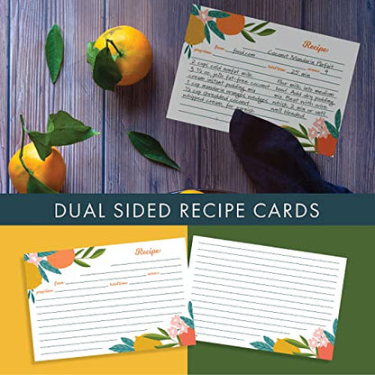 Jot & Mark 8.5" x 9.5" 3 Ring Recipe Binder with 50 Matching 4x6 inch Recipe Cards, 25 Top & Bottom Binder Sleeve Sheet Protector, 5 Full-Page Undivided Sleeves, 6 Sturdy Divider Tabs, Winter Orchard | 50 Recipe Cards + 25 Sleeve Protectors + 5 Full-Page