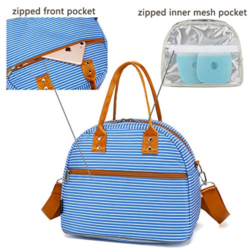 FlowFly Insulated Lunch Bag With Shoulder Strap for Women, Men, and Kids, Large and Reusable, Handle, Freezable Work and School Travel Tote and Meal Prep Organizer,Royal - color: Royal