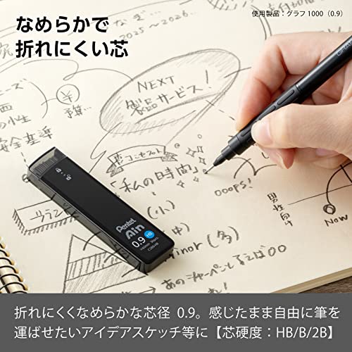 Pentel AMZ-XC289HB3P Sharp Lead Pentel Ain 0.9mm HB 3 Pieces Black - size: 1 Count (Pack of 3), style: HB