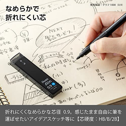 Pentel AMZ-XC289HB3P Sharp Lead Pentel Ain 0.9mm HB 3 Pieces Black - size: 1 Count (Pack of 3), style: HB