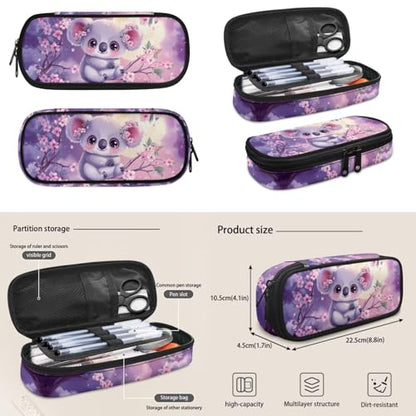 Purple Koala Backpack for Girls Boys Backpack with Lunch Box Water Bottle Carrier Kawaii Pencil Case 4 in 1 Cute Koala Bookbag for Kids 8-12 for Bring the School Supplies and Snacks Books - color: Cute Koala