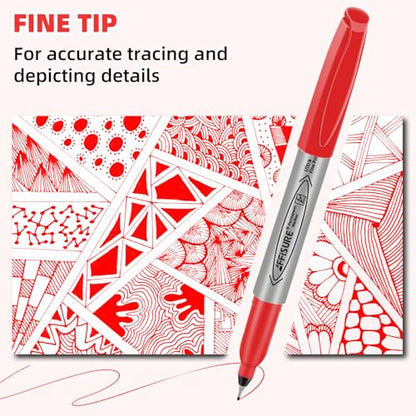 Red Ultra Fine Point Permanent Marker, 20 Pack, 0.4 mm, Precision Fine Tip for Detailed Writing, Art, Crafts & Labeling on Paper, Plastic, Glass, Metal, Waterproof, Fade-Resistant Ink - size: 20