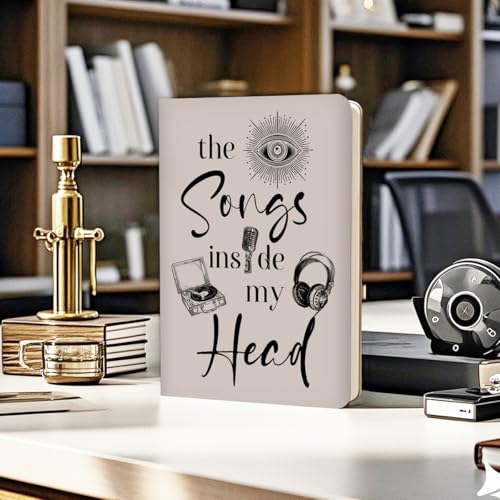 Lovdazzles Pretty Leather Lined Journal Music Notebook 200 Pages A5 Ruled Journaling Notebooks, for Music Composition Songwriting for Instrument Lovers Musicians Students(5.8 x 8.3) - color: Multi 1718