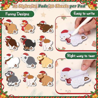 Yinder 24 Pads Christmas Cute Sticky Notes Fun Kawaii Dog Poop Sticky Notes Pads Bulk Cartoon Memo Self Adhesive Gift for Valentines Veterinary Office School Tab Party Supplies - style: Dog Poop