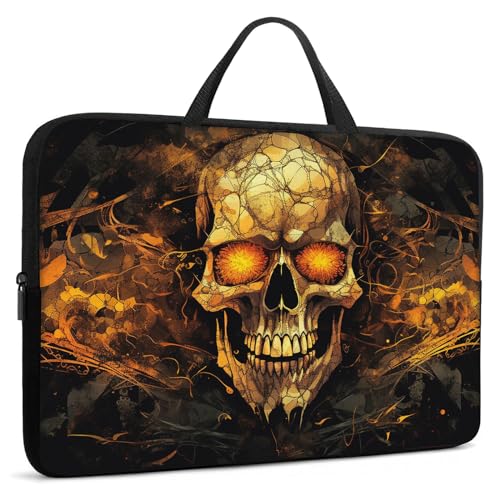 Laptop Sleeve Bag with Handle Computer Protective Soft Cover Case for 14 Inch 13 Inch Laptop,Golden Glowing Skull - color: Golden Glowing Skull