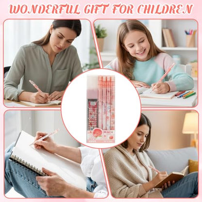 TIESOME Cute Pencil & Lead Refill Set, 4 Pcs Mechanical Pencil Cute, Peach 4 Mechanical Pencils Set for School, Office, Drawing and Gift (with 0.5mm Refills, Pink)