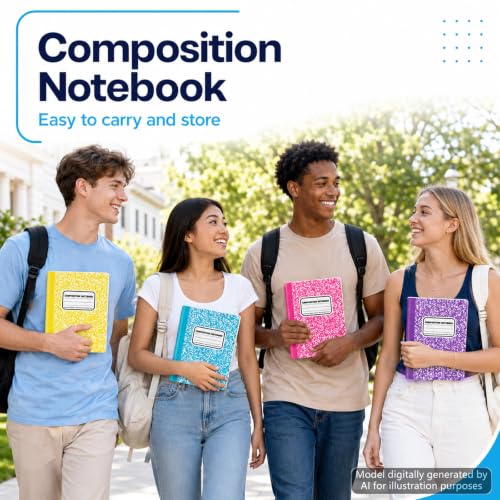 gisgfim 12 Pack Bulk Composition Notebook Wide Ruled, 12 Different Vibrant Colors, 96 Pages (48 Sheets), 9-3/4 x 7-1/2" Hard Cover Journal Notebooks for Studentsd,Classroom and Office(Rainbow) - color: Rainbow