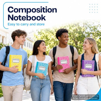 gisgfim 12 Pack Bulk Composition Notebook Wide Ruled, 12 Different Vibrant Colors, 96 Pages (48 Sheets), 9-3/4 x 7-1/2" Hard Cover Journal Notebooks for Studentsd,Classroom and Office(Rainbow) - color: Rainbow