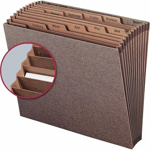 Smead TUFF Expanding File, Monthly (Jan.-Dec.), 12 Pockets, Letter Size, Redrope-Printed Stock (70488) - size: Letter, style: Jan-Dec Index, Letter Size