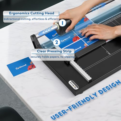 CGOLDENWALL A4 Rotary Paper Trimmer, 12 Sheets, w/Extra Blade & Gloves, for Cardstock Photo, Heavy Duty Paper Cutter for Offices Schools Crafts (14.9 Inch Cut Length) - size: 14.9 Inch Cut Length