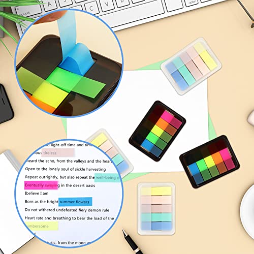 600 Pieces Sticky Index Tabs Page Flags, ALOTCHE Transparent Sticky Notes with Box Book Sticky Tabs for Annotating Books Page Marks Bookmarks Classify File - style: Sticky Tabs 600 Sheets