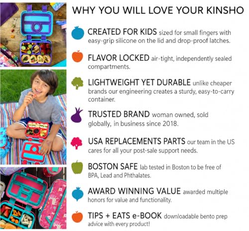kinsho Bento Lunch Box and Insulated Bag, Water Bottle & Ice Pack Set for Kids Toddlers, 4 Portion Sections, Removable Tray, Pre - School Kid Toddler Daycare, Snack Container, Robot - color: Robot Set
