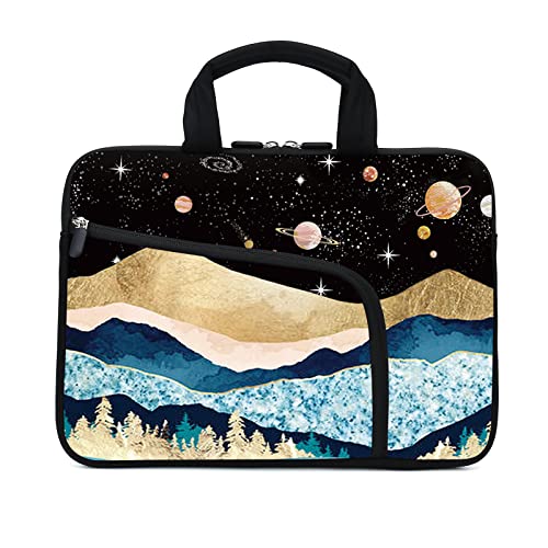 AMARY Laptop Sleeve 11.6"-12.2" Chromebook Case Ultrabook Case Notebook Sleeve PC Messenger Bag Tablet Case Neoprene Handle Sleeve (Mountains Galaxy) - color: Mountains Galaxy