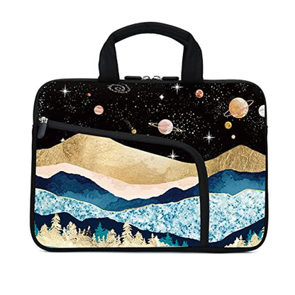AMARY Laptop Sleeve 11.6"-12.2" Chromebook Case Ultrabook Case Notebook Sleeve PC Messenger Bag Tablet Case Neoprene Handle Sleeve (Mountains Galaxy) - color: Mountains Galaxy
