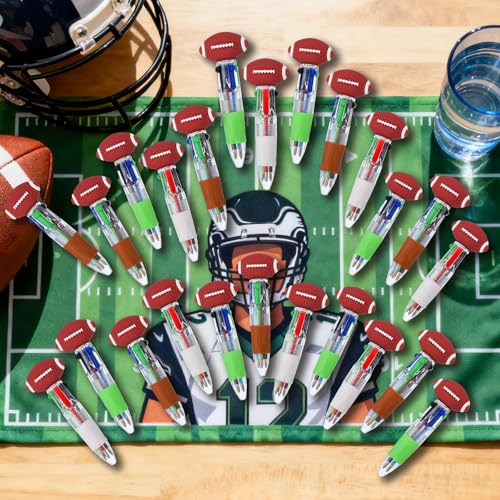 Football Party Favors Football Pens Mini Multicolor Pen in One Cute Fun 4-in-1 Pens Bulk Cool Ballpoint Pens for Birthday Gifts Teacher Supplies (Football, 24) - style: Football