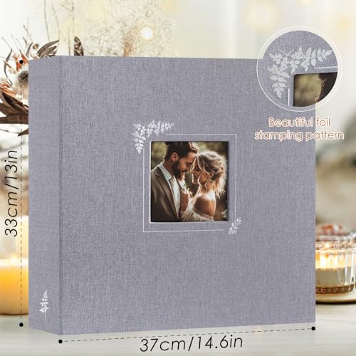 Lanpn 2 Packs Scrapbook Photo Album 12x12, Linen Window Design Cover Top Load 3 Ring Folder Binder Photo Book Photobook 12 x 12 inch with 30 Plastic Sleeves 60 Pages (Grey) - color: Grey, size: 12x12"/2PK