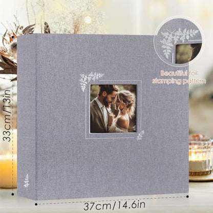 Lanpn 2 Packs Scrapbook Photo Album 12x12, Linen Window Design Cover Top Load 3 Ring Folder Binder Photo Book Photobook 12 x 12 inch with 30 Plastic Sleeves 60 Pages (Grey) - color: Grey, size: 12x12"/2PK
