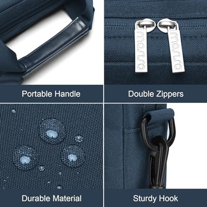 MOSISO Laptop Shoulder Bag 15.6 inch, 15-15.6 inch Computer Bag | Compatible with MacBook Pro 16 inch, HP, Dell, Lenovo with 2 Raised&1 Flapover&1 Horizontal Pocket&Handle&Belt, Haze Blue - color: Haze Blue, size: 16 inch