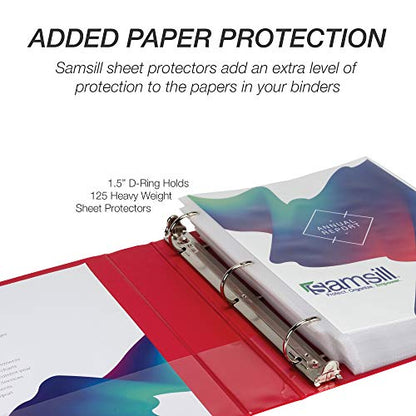Samsill Durable 1.5 inch 3 Ring Binder, D Ring Binder, 100% Recycled Chipboard, Red - color: Red, size: 1 Pack, style: 1.5 Inch