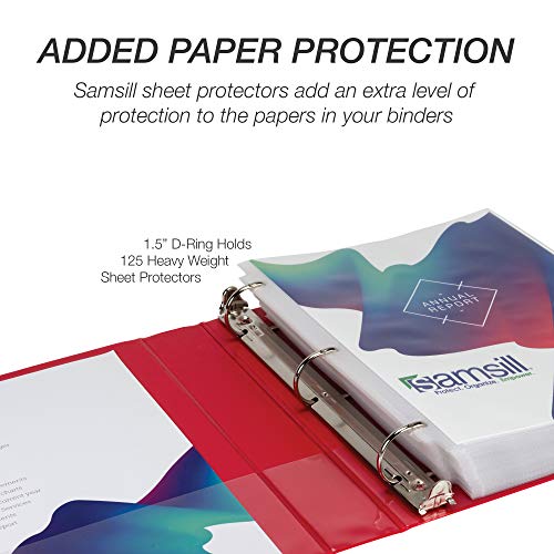 Samsill Durable 1.5 inch 3 Ring Binder, D Ring Binder, 100% Recycled Chipboard, Red - color: Red, size: 1 Pack, style: 1.5 Inch