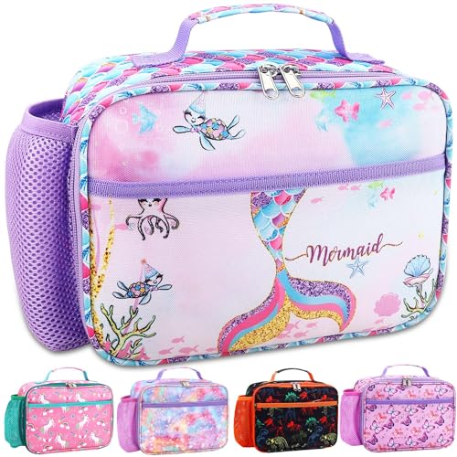 RHCPFOVR Kids Lunch Bag - Insulated Lunch Box for Boys Girls,Washable Lunch Bag and Reusable Toddler Leak-proof Lunchbox for School and Daycare - color: Blue Mermaid
