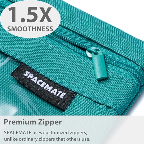 SPACEMATE Binder Pencil Pouch Case Box Bag for 3 Ring Binder School Supplies Girls Boys Kids, Clear Preppy Stuff Large Aesthetic Pen Organizer, Back to College Stationary, 1 Pack, Teal - color: Teal