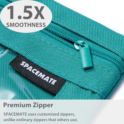SPACEMATE Binder Pencil Pouch Case Box Bag for 3 Ring Binder School Supplies Girls Boys Kids, Clear Preppy Stuff Large Aesthetic Pen Organizer, Back to College Stationary, 1 Pack, Teal - color: Teal