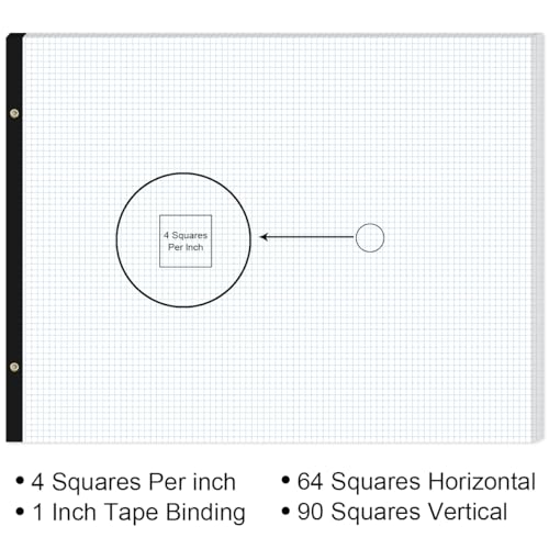 Large Engineering Graph Pad - 22" x 17" Grid Notepad, 4"x4" Graph Paper, 50 Sheets/100 Pages, 100 Gsm Graph Paper for Engineer Architect Designer Mathematician Draftsman - size: 22 x 17 Graph Paper Pad