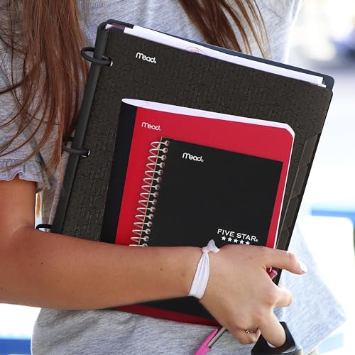 Five Star Spiral Notebook, 1 Subject, College Ruled Paper, 4-3/8" x 7", Personal Size, 80 Sheets, Fights Ink Bleed, Water Resistant Cover, Black (450048AA2-ECM) - color: Black