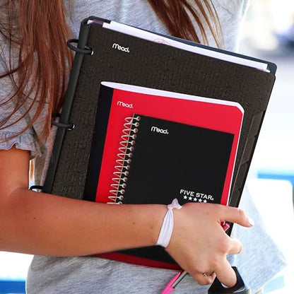 Five Star Spiral Notebook, 1 Subject, College Ruled Paper, 4-3/8" x 7", Personal Size, 80 Sheets, Fights Ink Bleed, Water Resistant Cover, Black (450048AA2-ECM) - color: Black