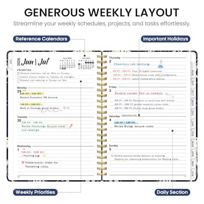 Planner 2026-2027, Academic Year Weekly and Monthly Calender Planner, from Jul 2026 - Jun 2027, Spiral Bound School Planning Book, Perfect for Teacher, Student, Women & Men, A5 (6.3" x 8.5"), Midnight Jellyfish - color: G-Midnight Jellyfish, size: (6.3"x8